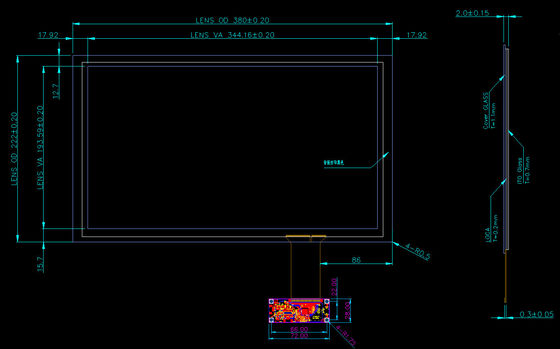 15.6 Inch Capacitive Touch Screen Panel với 10 điểm cảm ứng 1980*1280 Glass for Medical Applications